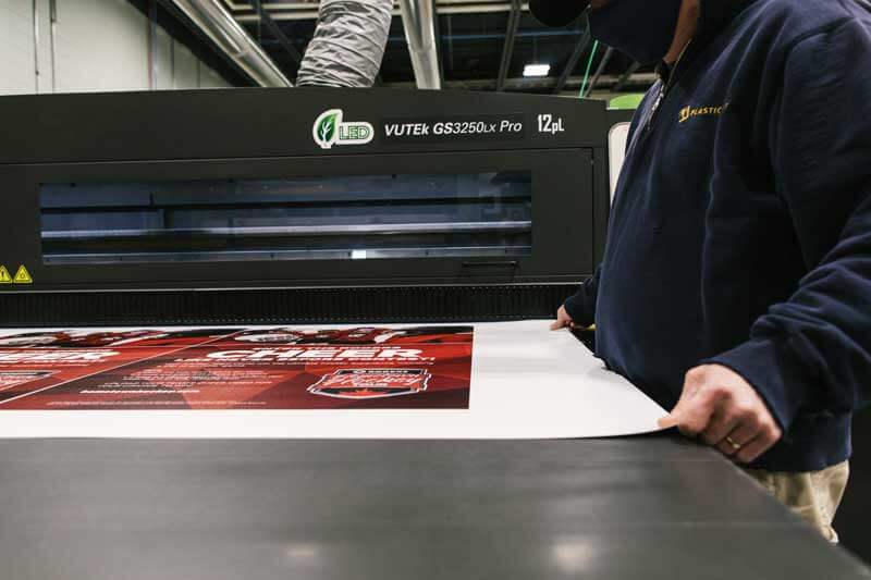 View of a wide-format printer in use
